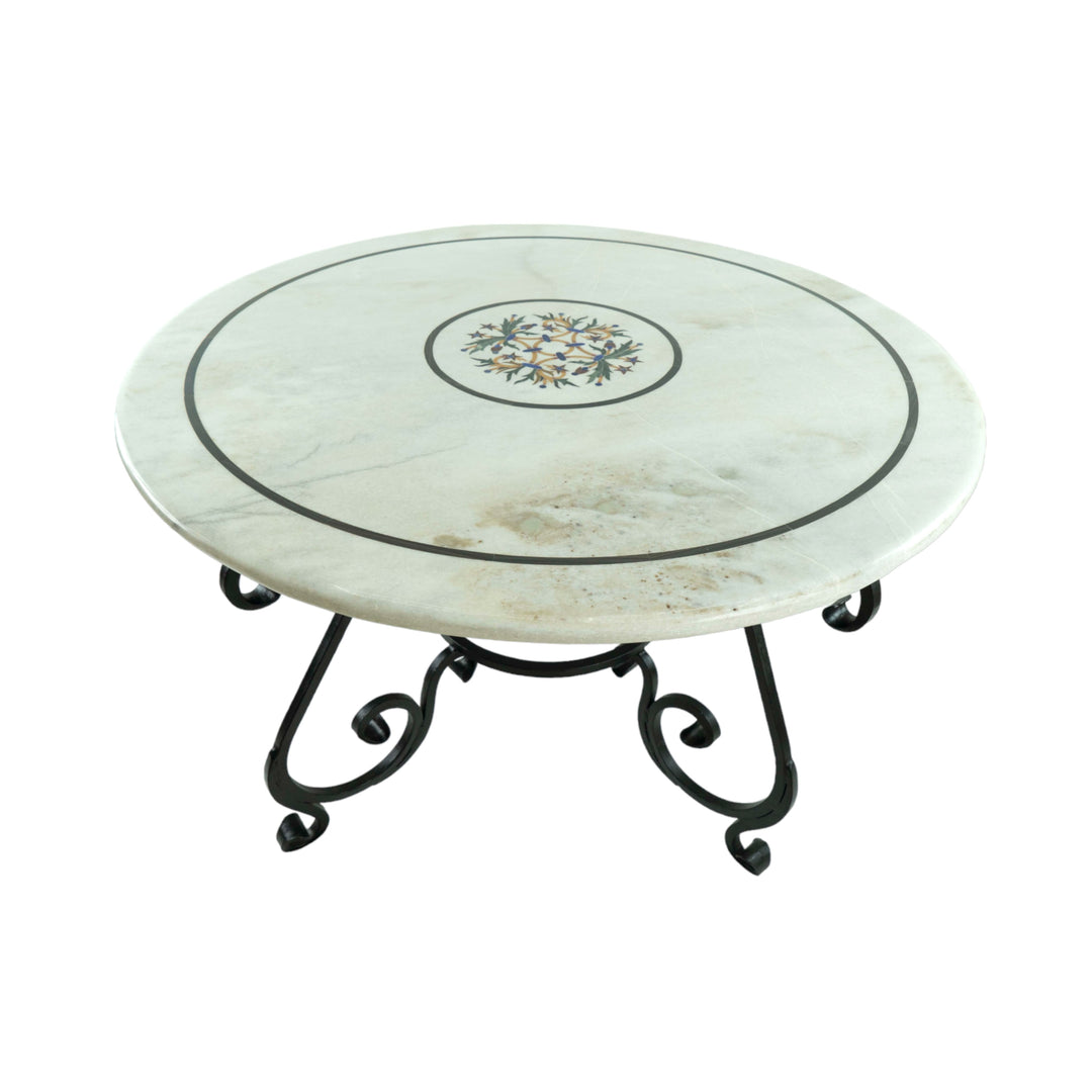Marble Coffee Table With Iron Base