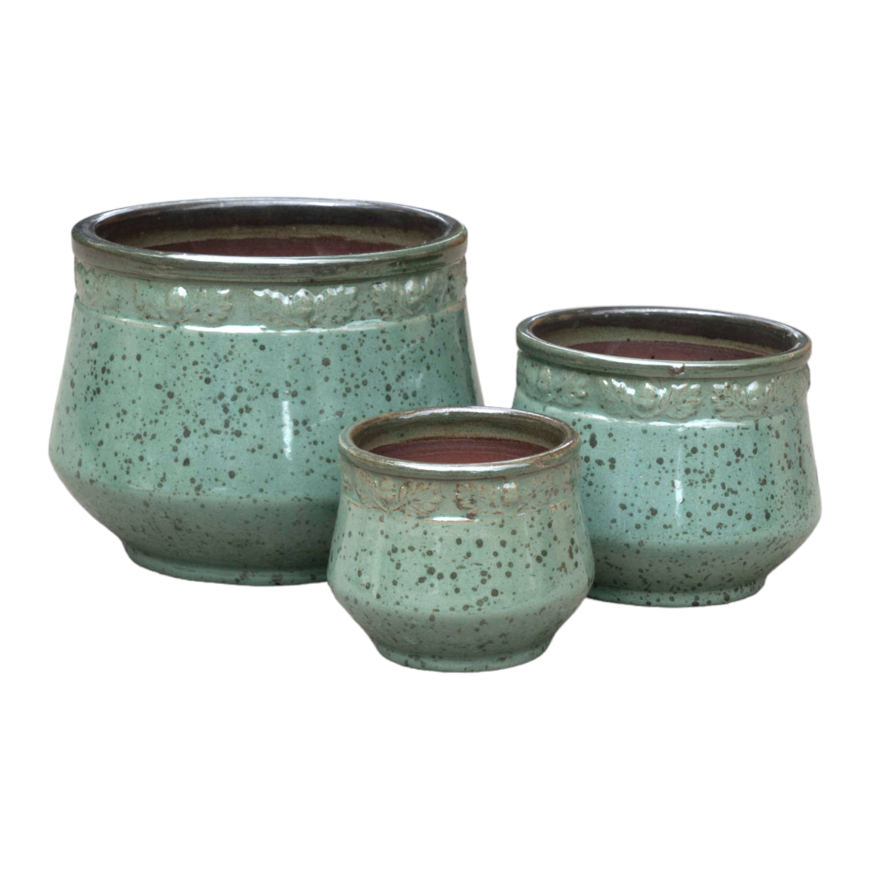 Engraved Border Ceramic Pot