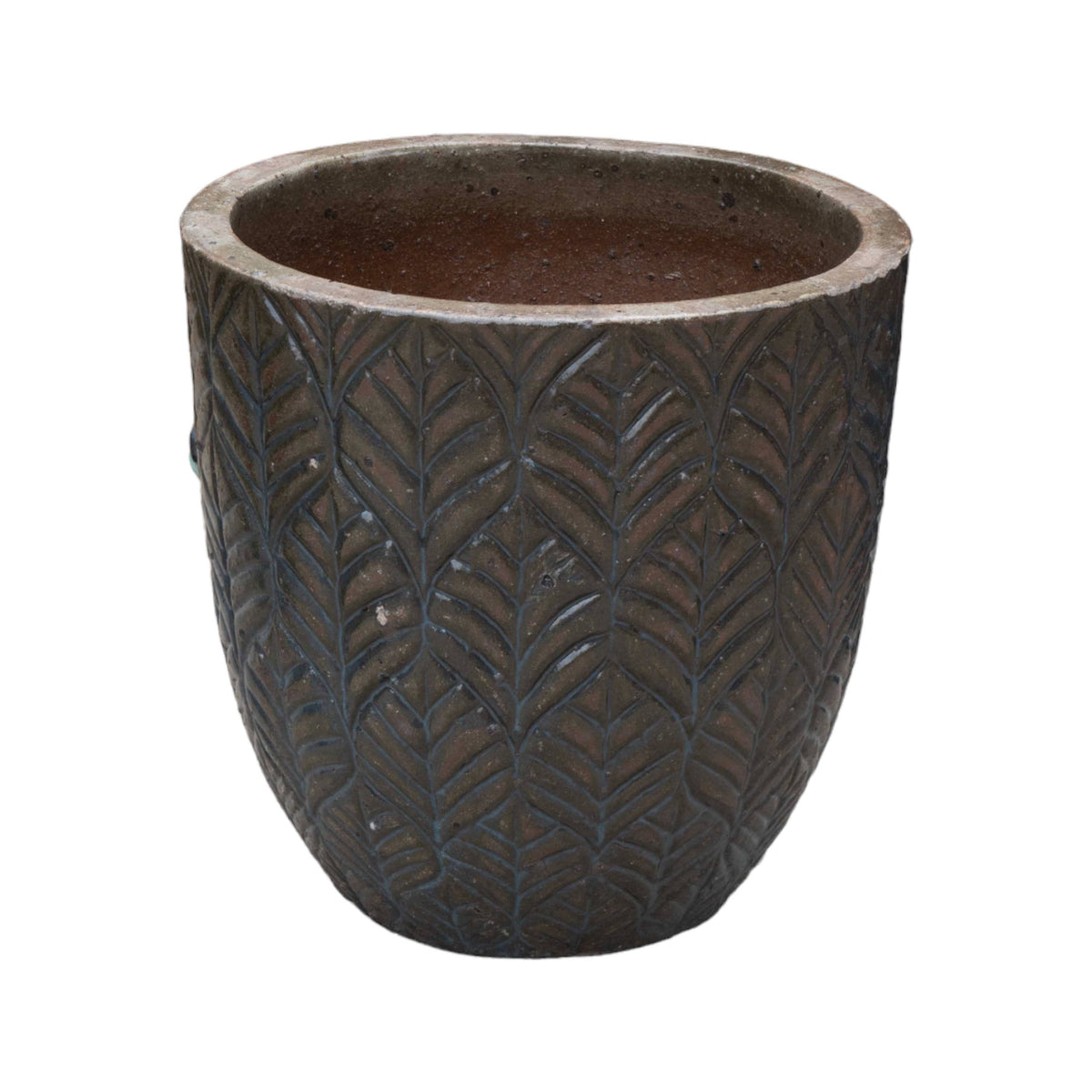 Leaf Engraved Ceramic Pot