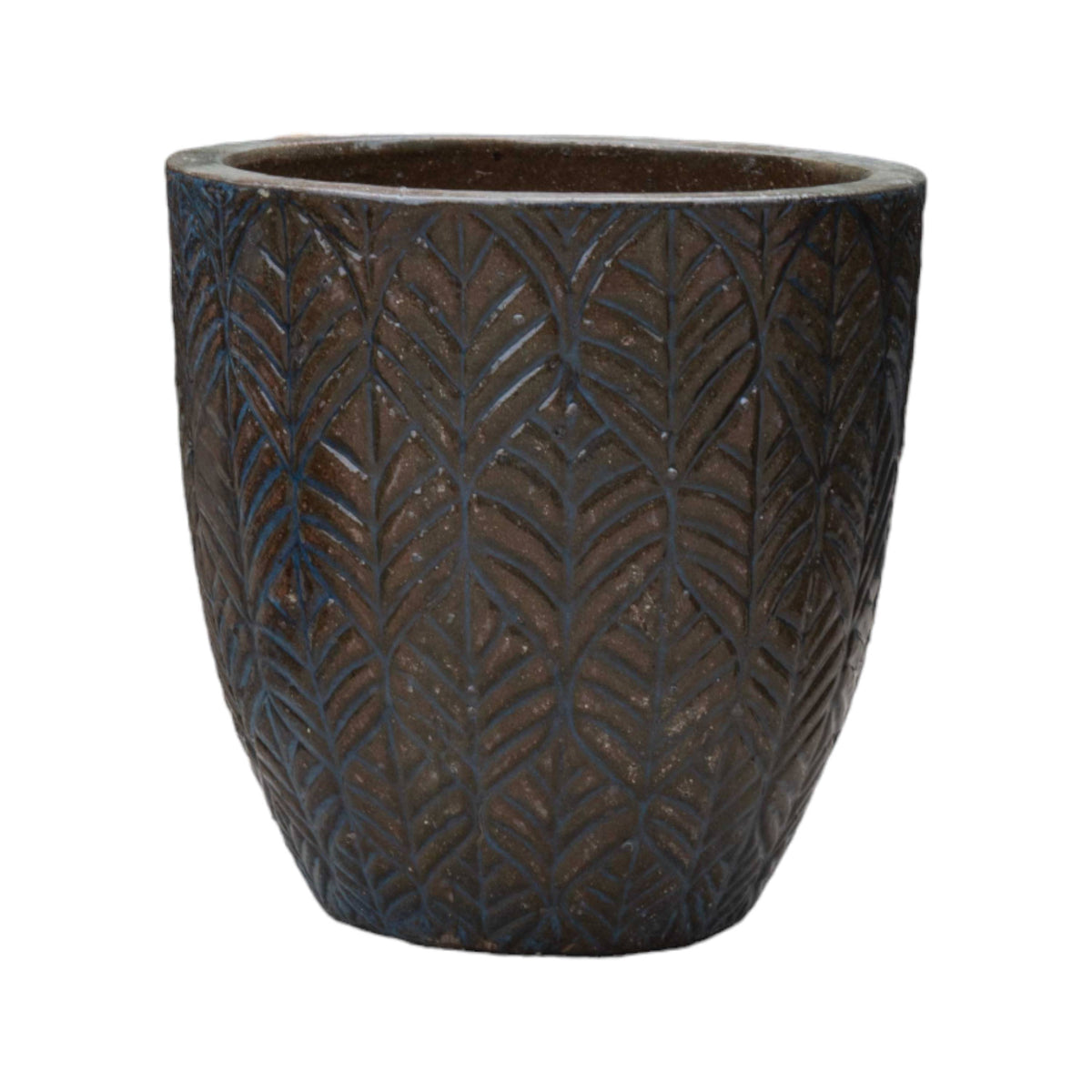 Leaf Engraved Ceramic Pot
