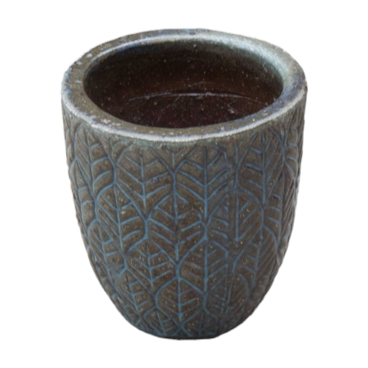 Leaf Engraved Ceramic Pot