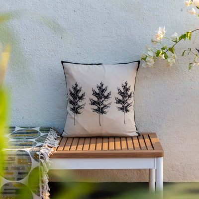 Monochrome Oak Leaf Cushion Cover