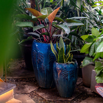 Light Blue Outdoor Glazed Planter