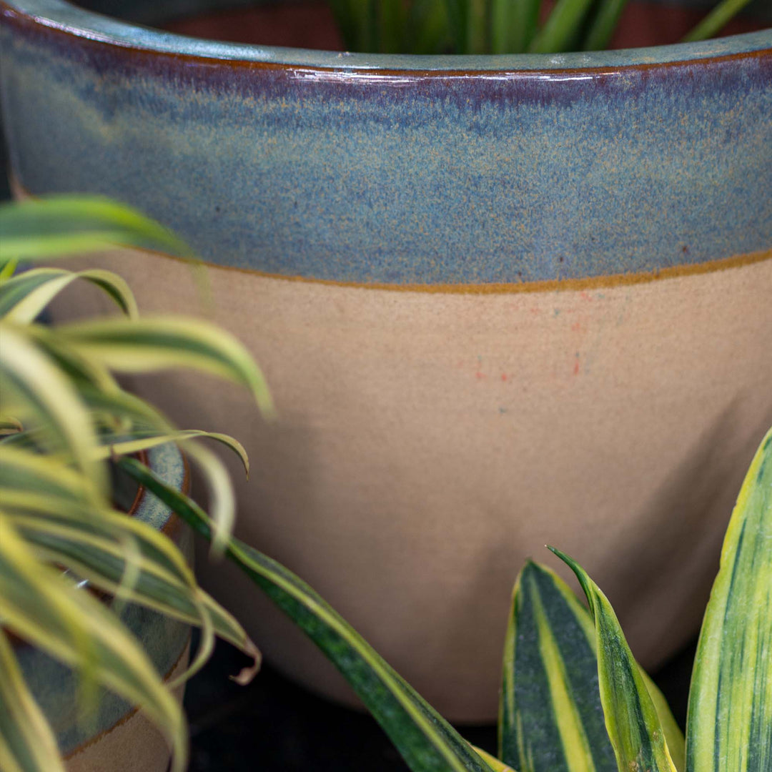 Light Blue Outdoor Glazed Planter