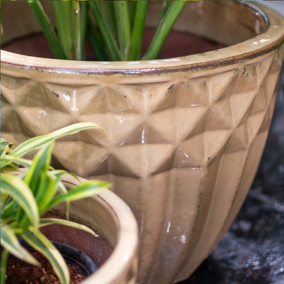 Beige Outdoor Glazed Planter