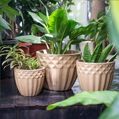 Beige Outdoor Glazed Planter