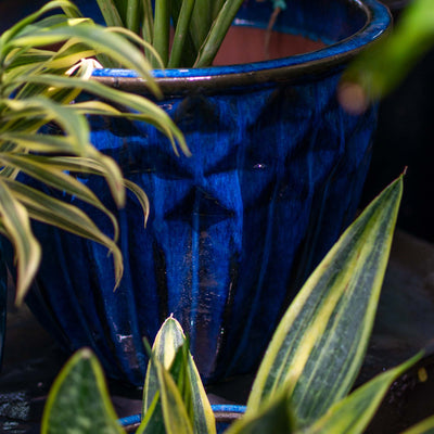 Blue Outdoor Glazed Planter