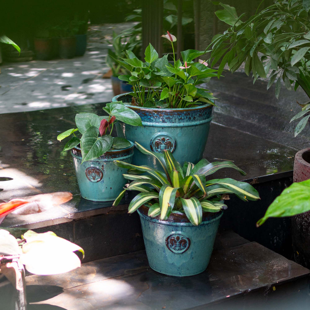 Light Blue Indoor Glazed Planter