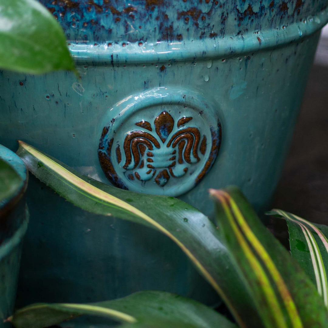 Light Blue Indoor Glazed Planter