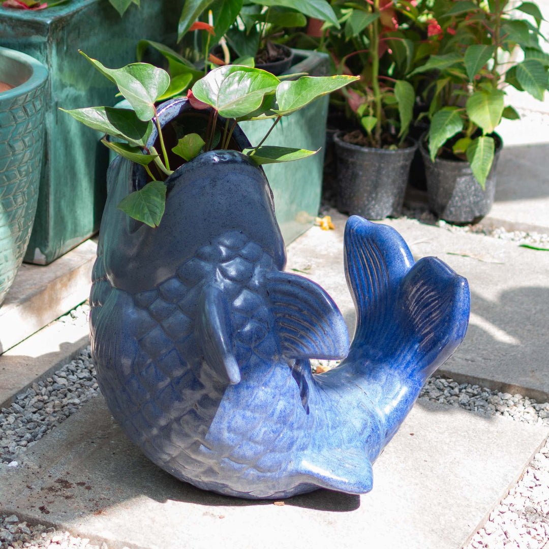 Outdoor Glazed Fontana Fish Pot