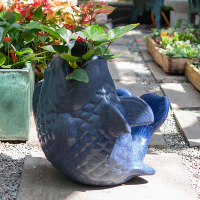 Outdoor Glazed Fontana Fish Pot