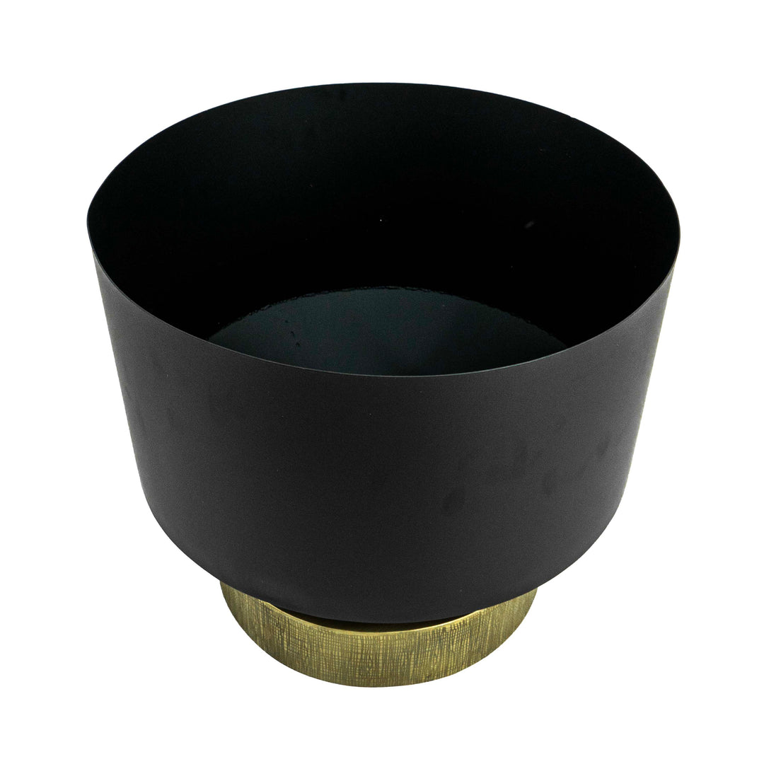 Antique Brass Base Pot - Matt Black