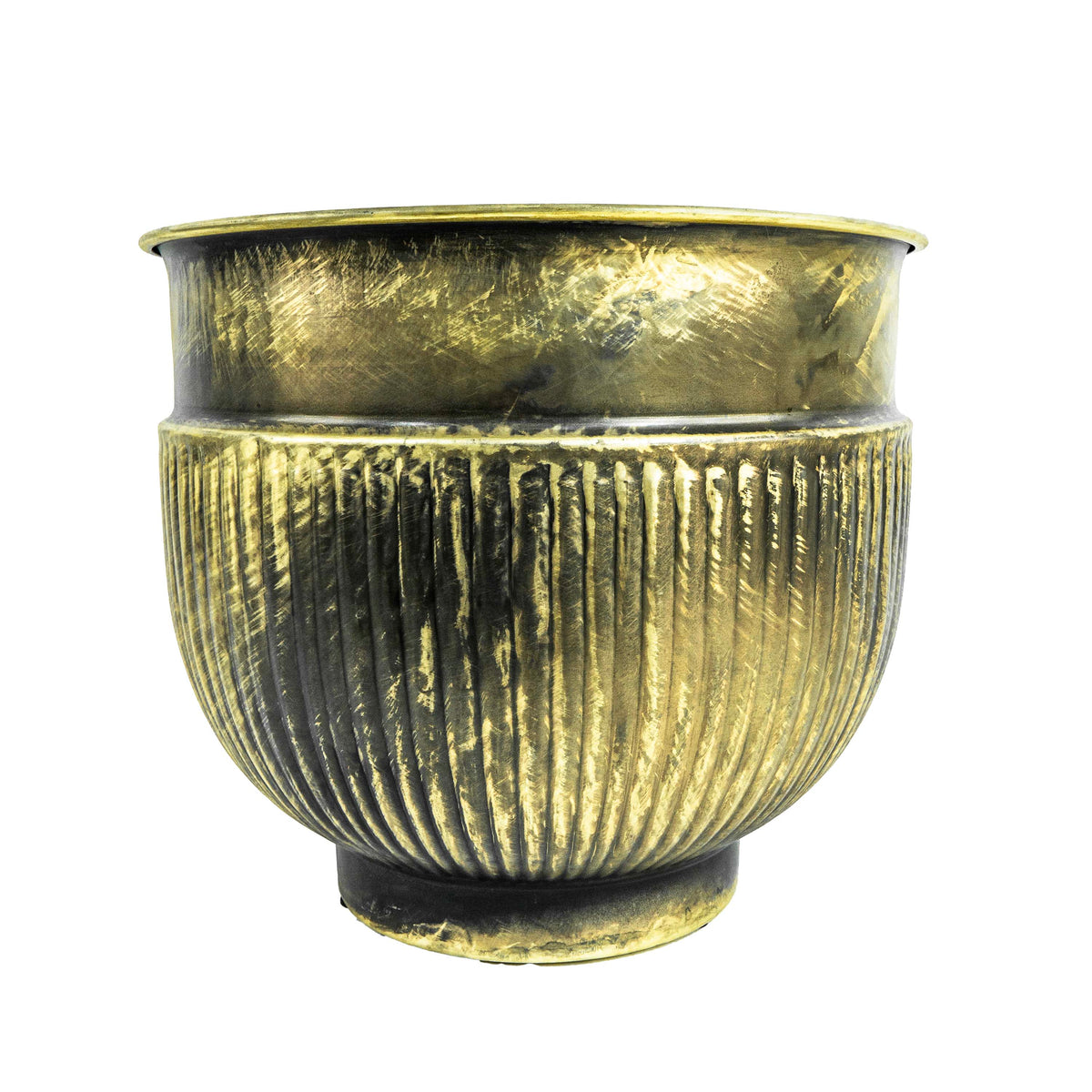 Round Cloudy Brass Pot