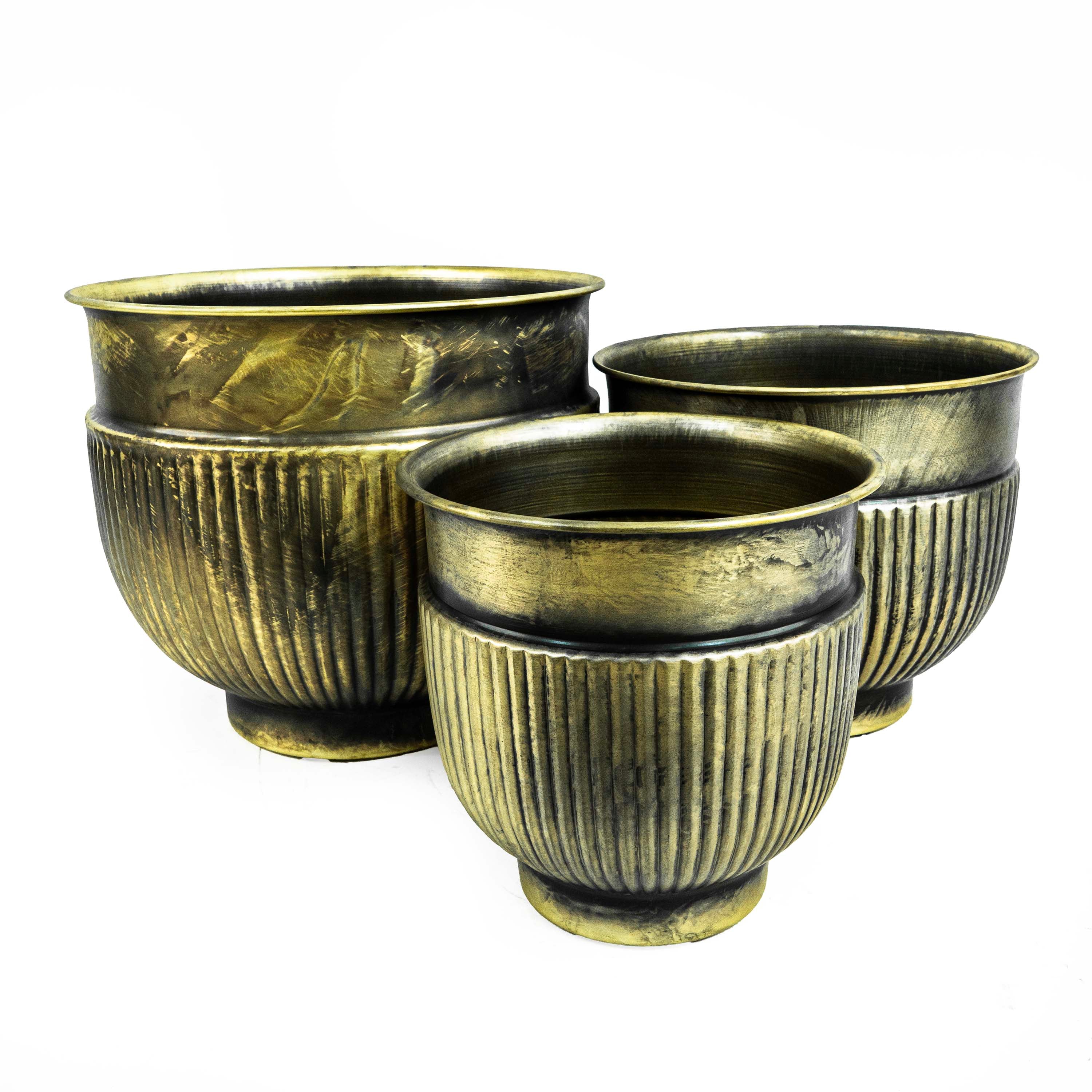 Round Cloudy Brass Pot