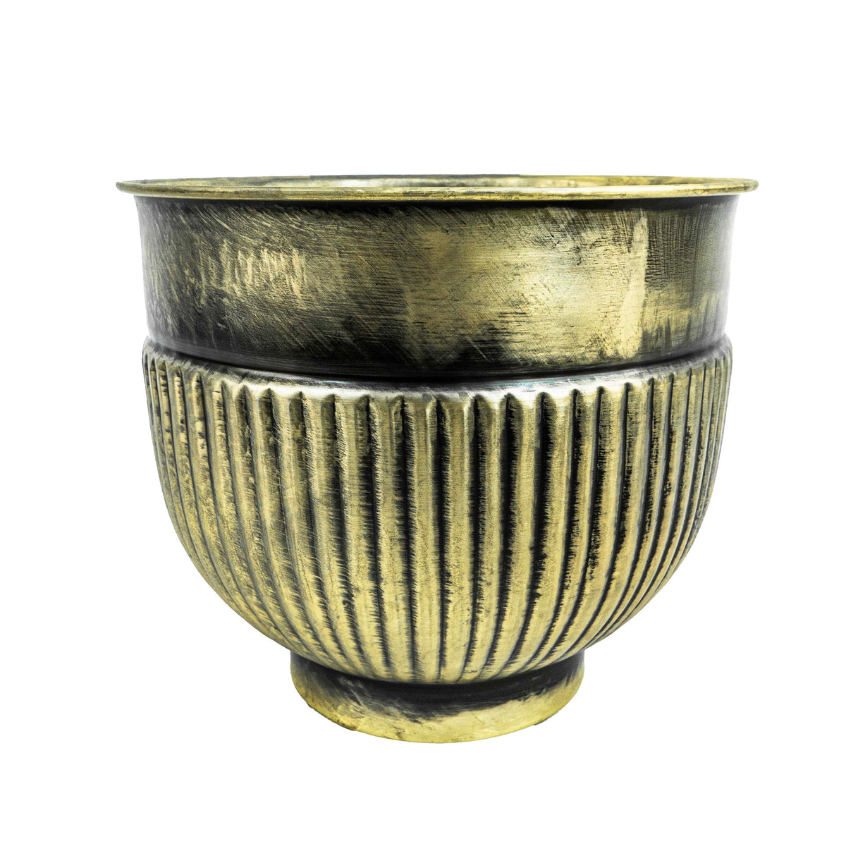 Round Cloudy Brass Pot