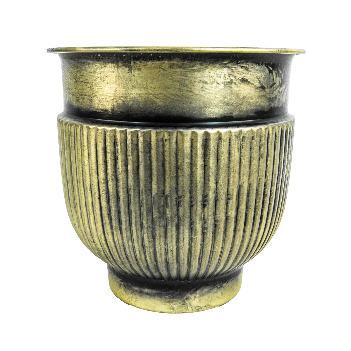 Round Cloudy Brass Pot