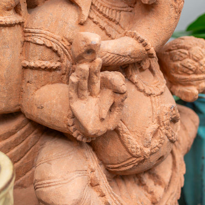 Ganesha Sitting With Umbrella Sculpture