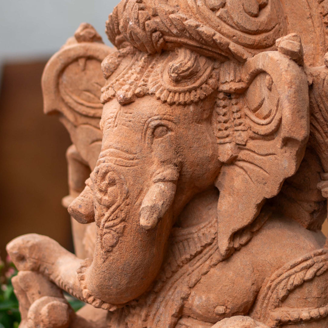 Ganesha Sitting With Umbrella Sculpture