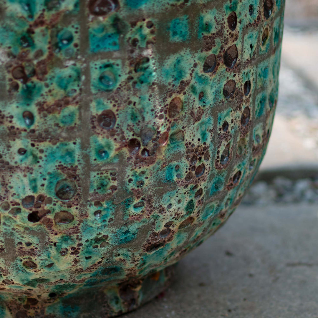 Round Green Dimple Ancient Pot