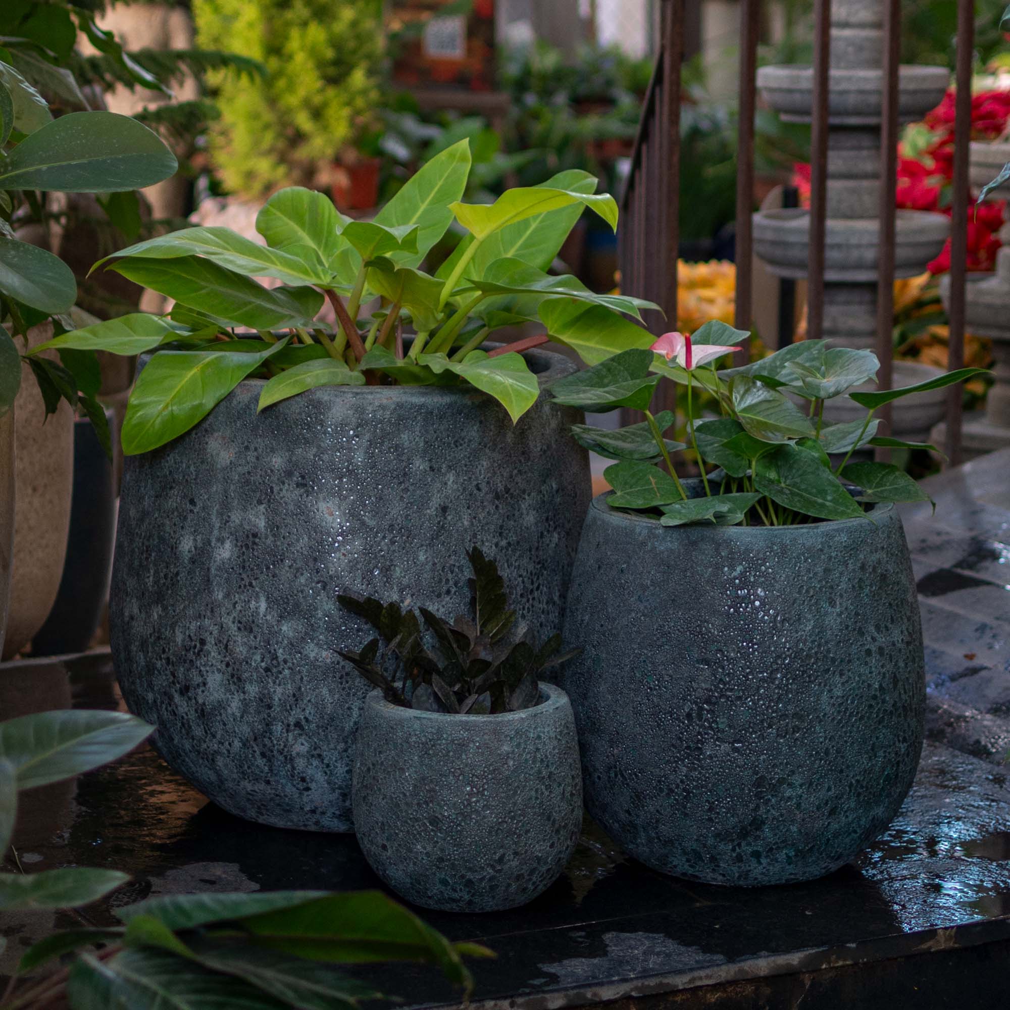 Grey Bubble Round Pot