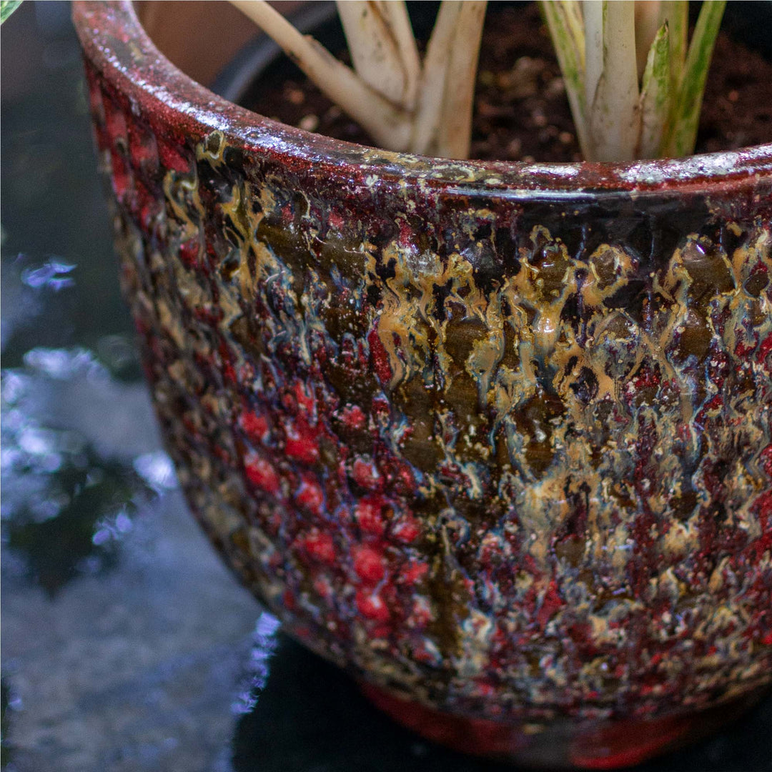 Red Round Pot