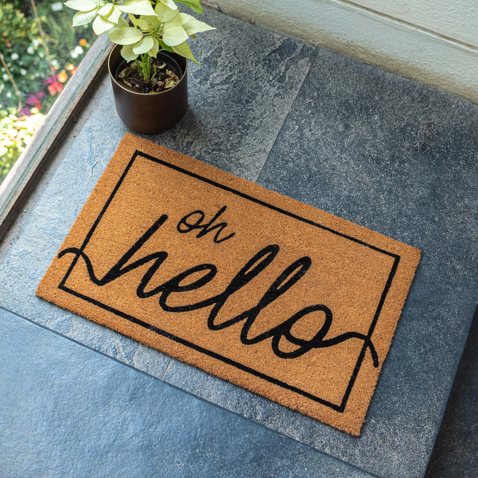 PVC Backed Coir Mat Hello