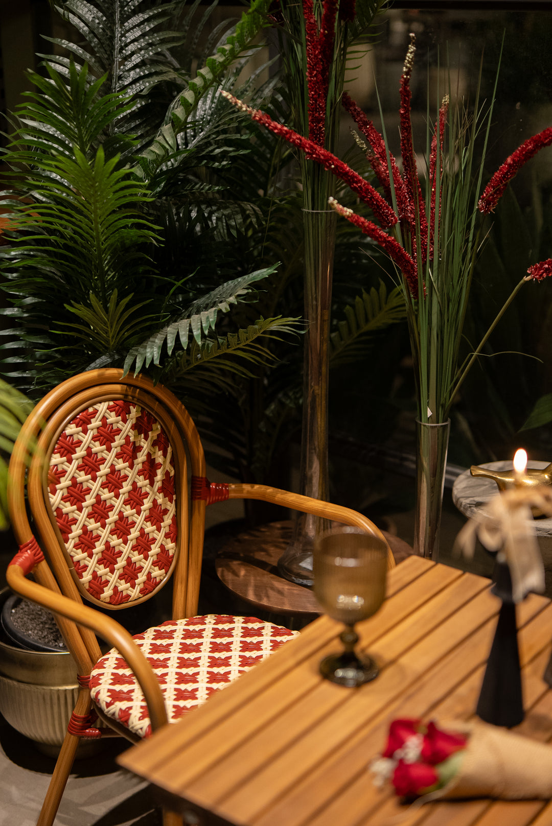 Quin Rattan Bistro Chair Red