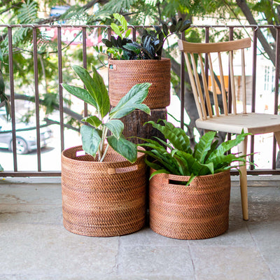 Brown Oval Planter Basket