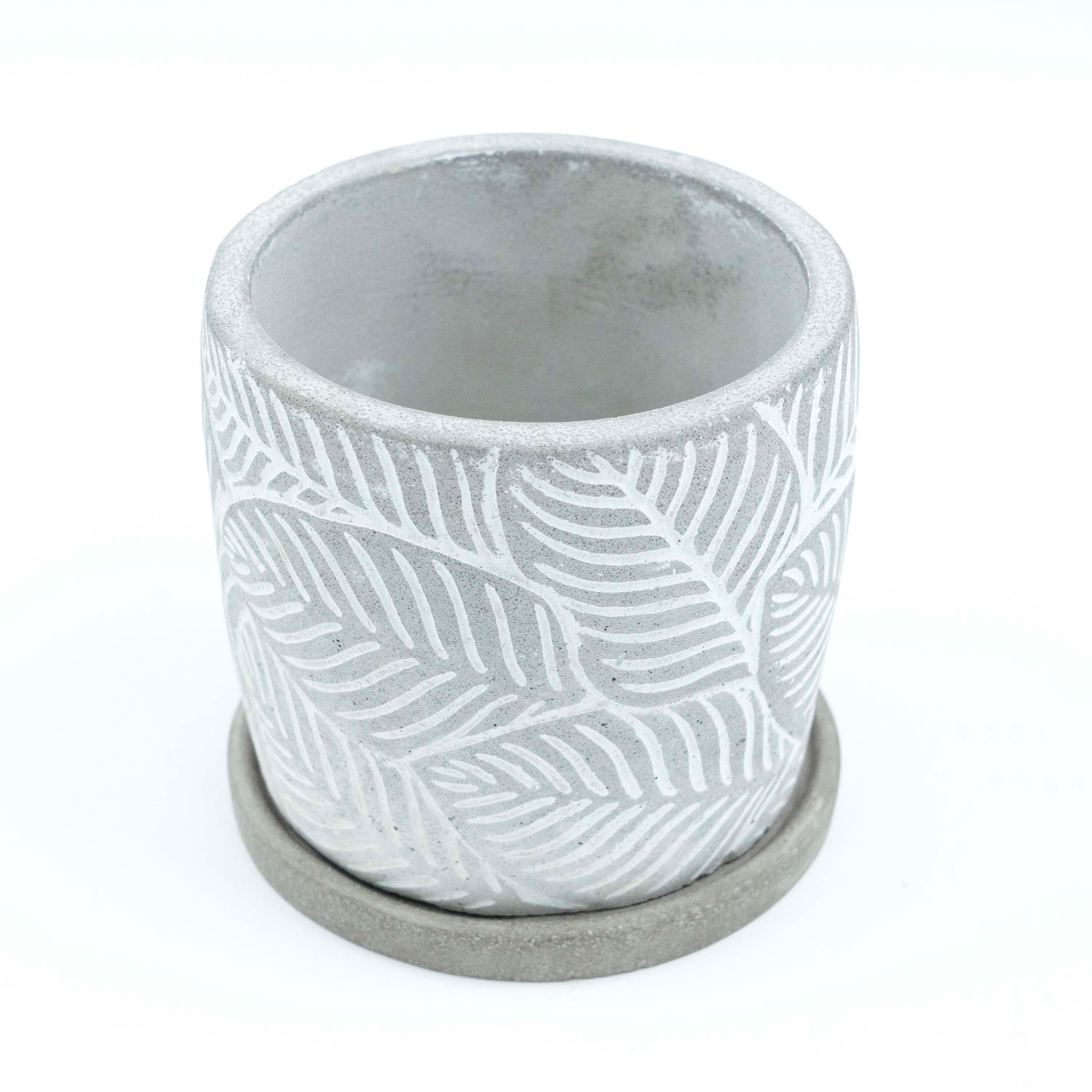Leaf Embossed Planter with Drainage Plate