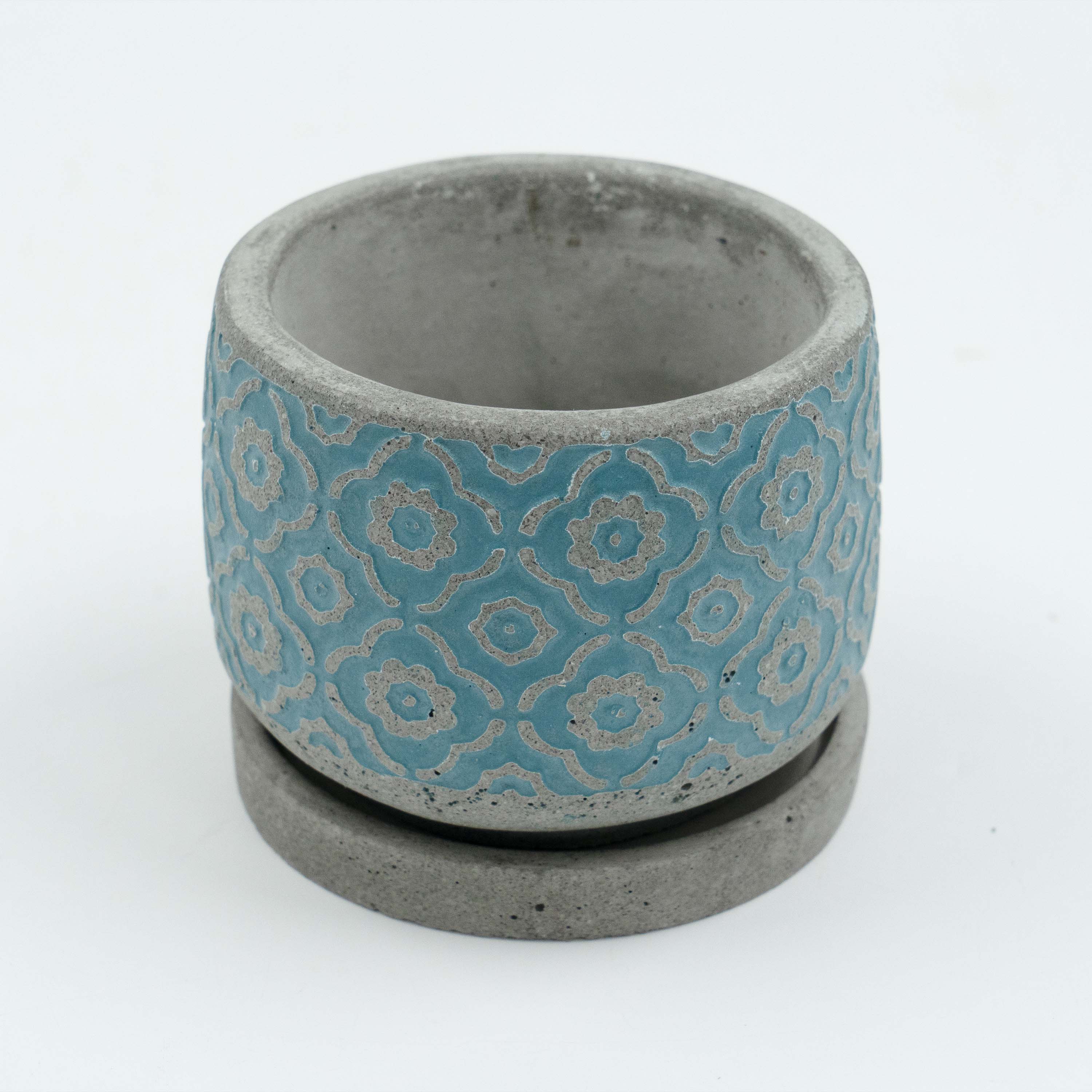 Flower Embossed Planter with Drainage Plate