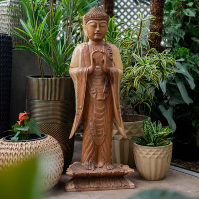 Suar Wooden Standing Buddha