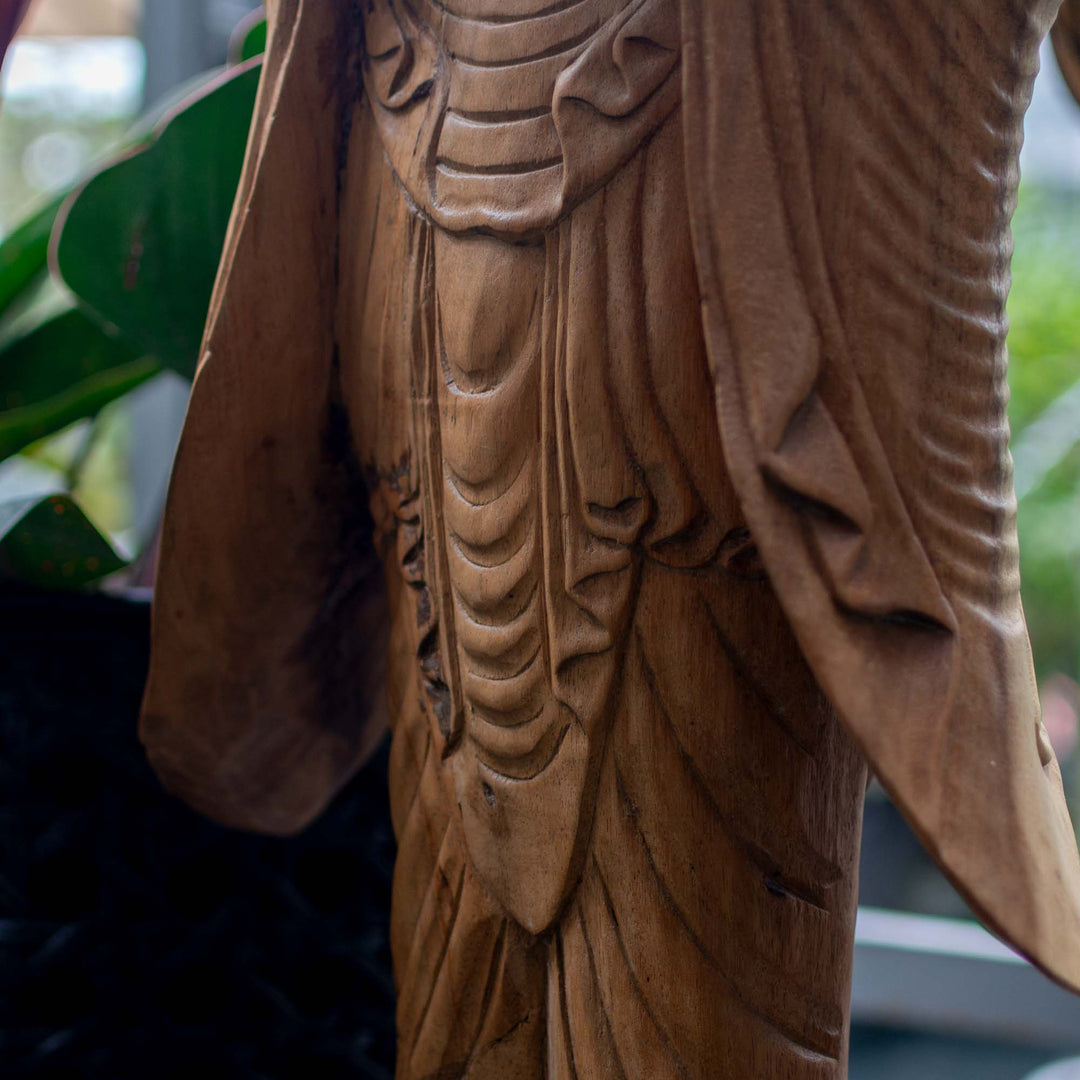 Suar Wooden Buddha Standing Statue