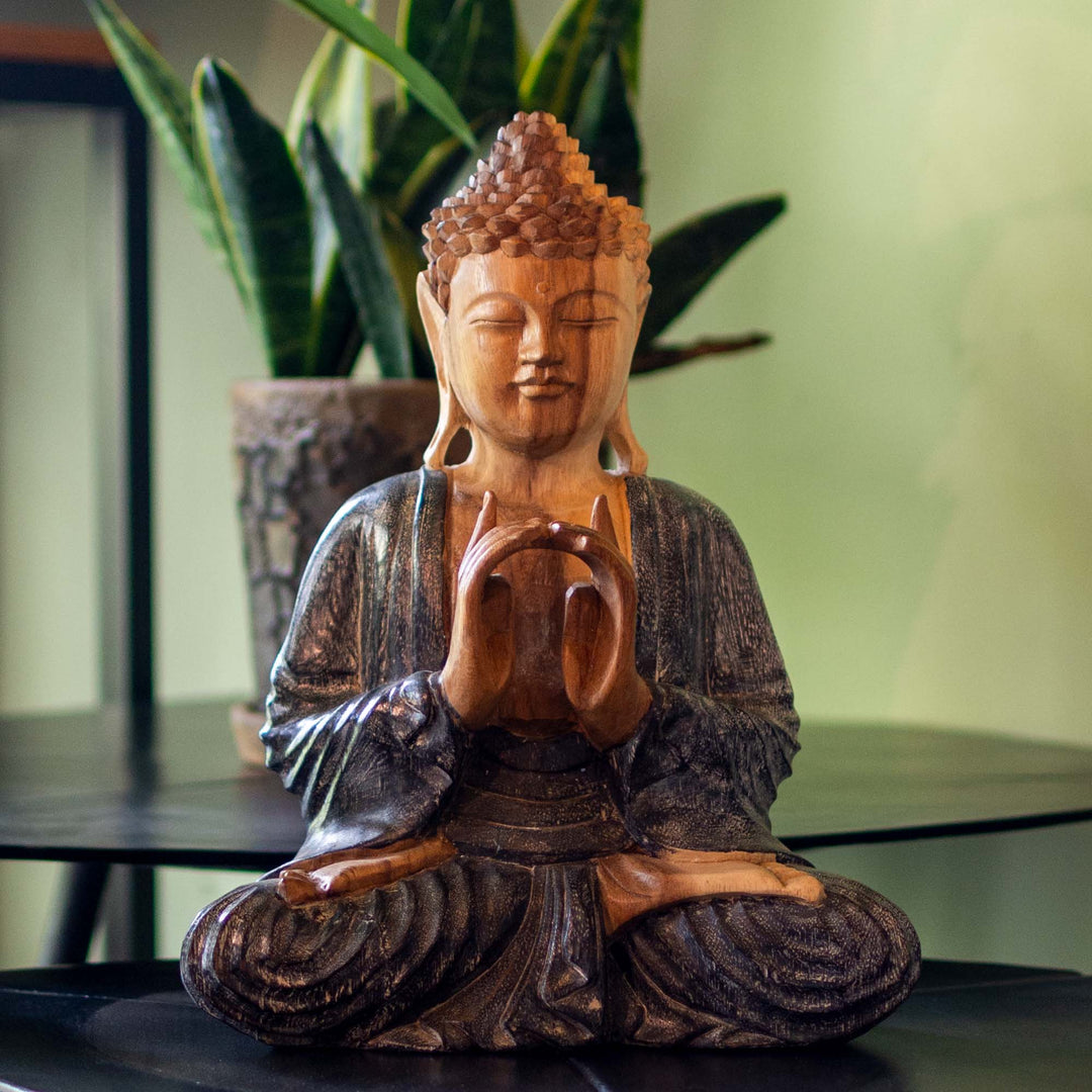 Suar Wooden Buddha Uttara Bhodi Mudra