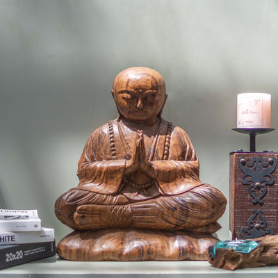 Suar Wooden Namste Monk