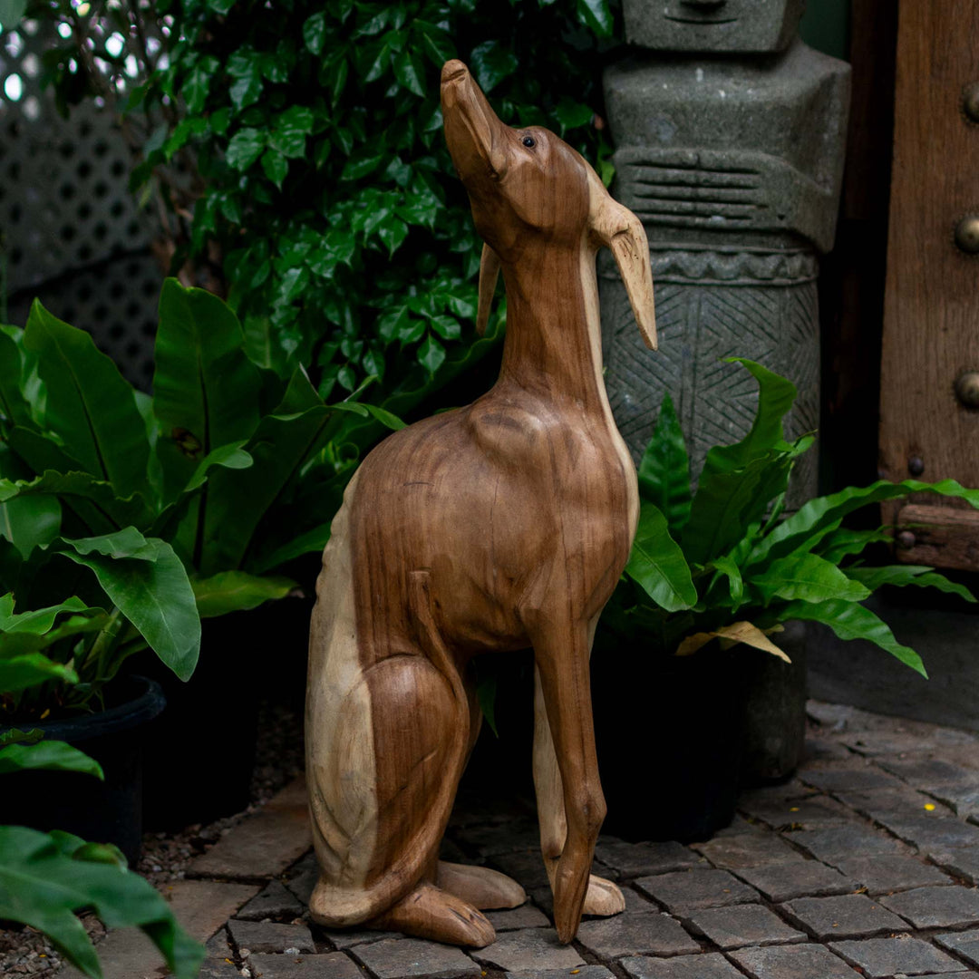 Suar Wooden Dog Statue