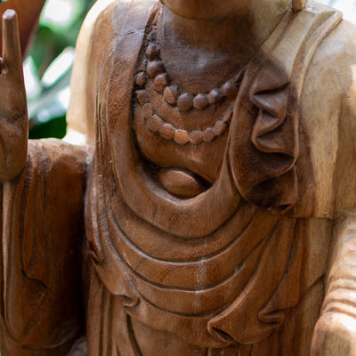 Suar Wooden Standing Buddha - Prithvi Mudra