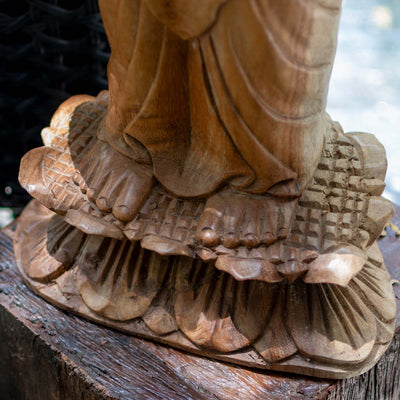 Suar Wooden Standing Buddha - Prithvi Mudra