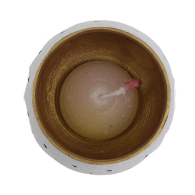 Round Terracotta Tea Light White Pots (Set of 4)