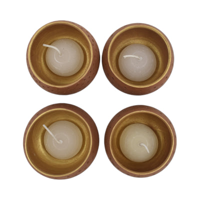 Round Terracotta Tea Light Pots (Set of 4)