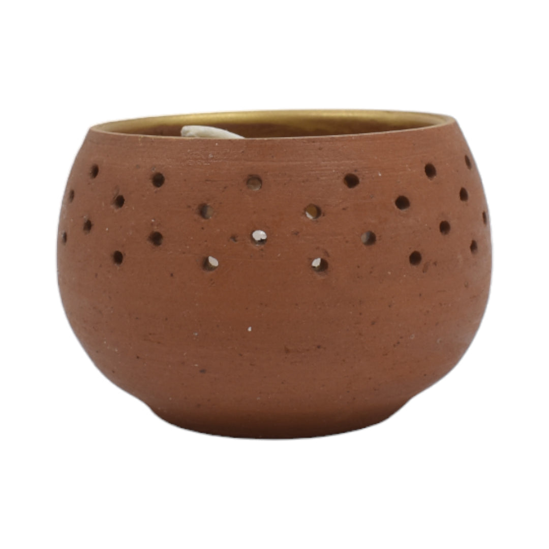 Round Terracotta Tea Light Pots (Set of 4)
