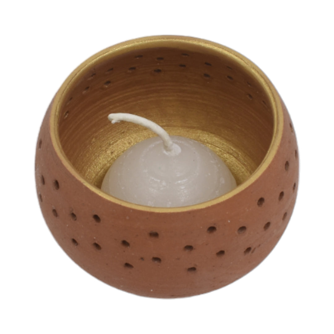Round Terracotta Tea Light Pots (Set of 4)