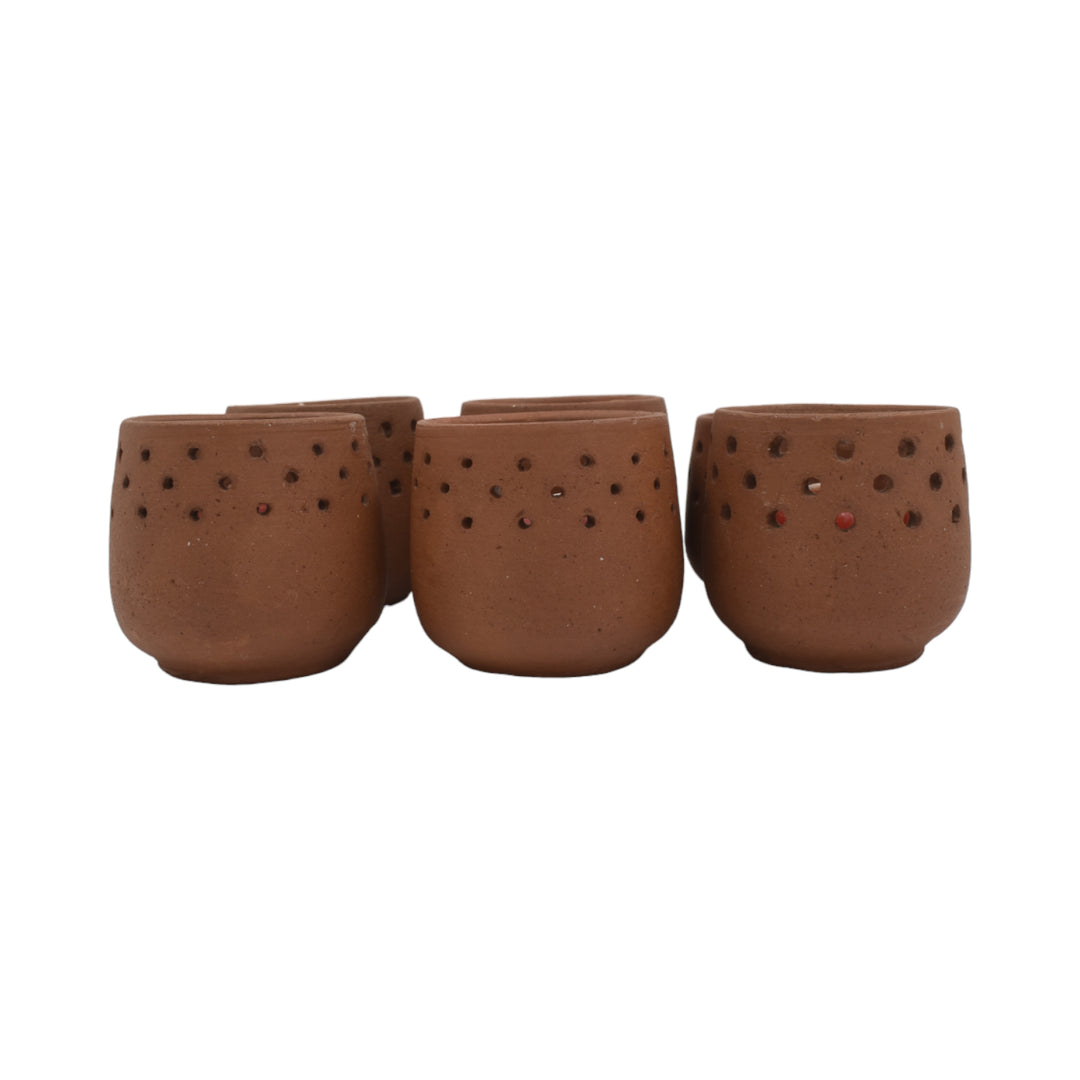 Mini Terracotta Pot and Perfumed Smokeless Tea Light (Set of 6)