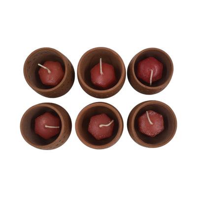Mini Terracotta Pot and Perfumed Smokeless Tea Light (Set of 6)