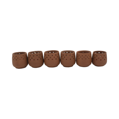 Mini Terracotta Pot and Perfumed Smokeless Tea Light (Set of 6)