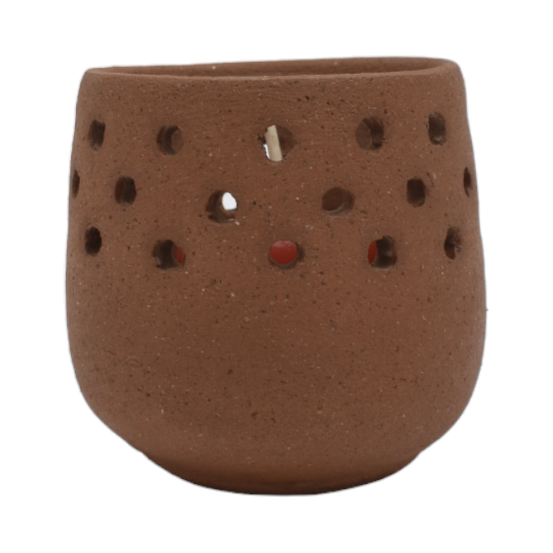 Mini Terracotta Pot and Perfumed Smokeless Tea Light (Set of 6)
