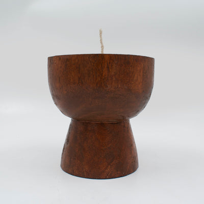 Wooden Bowl on a Stand Candle