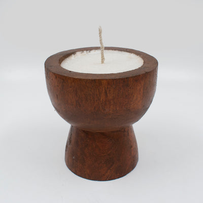 Wooden Bowl on a Stand Candle