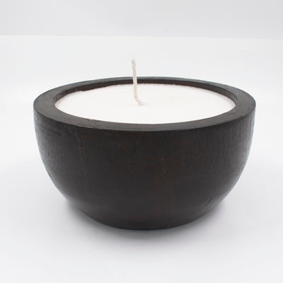 Round Wooden Bowl Candle