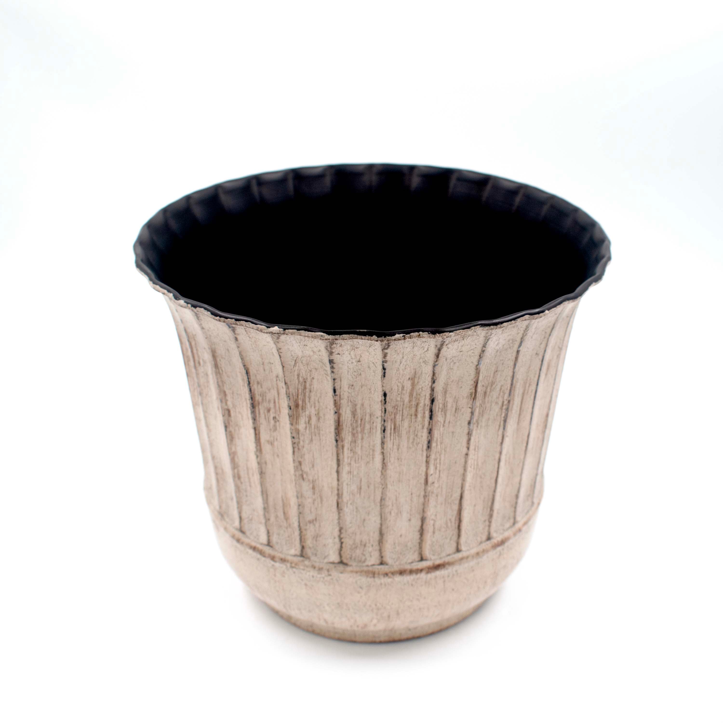 Ivory Black Planter Fluted
