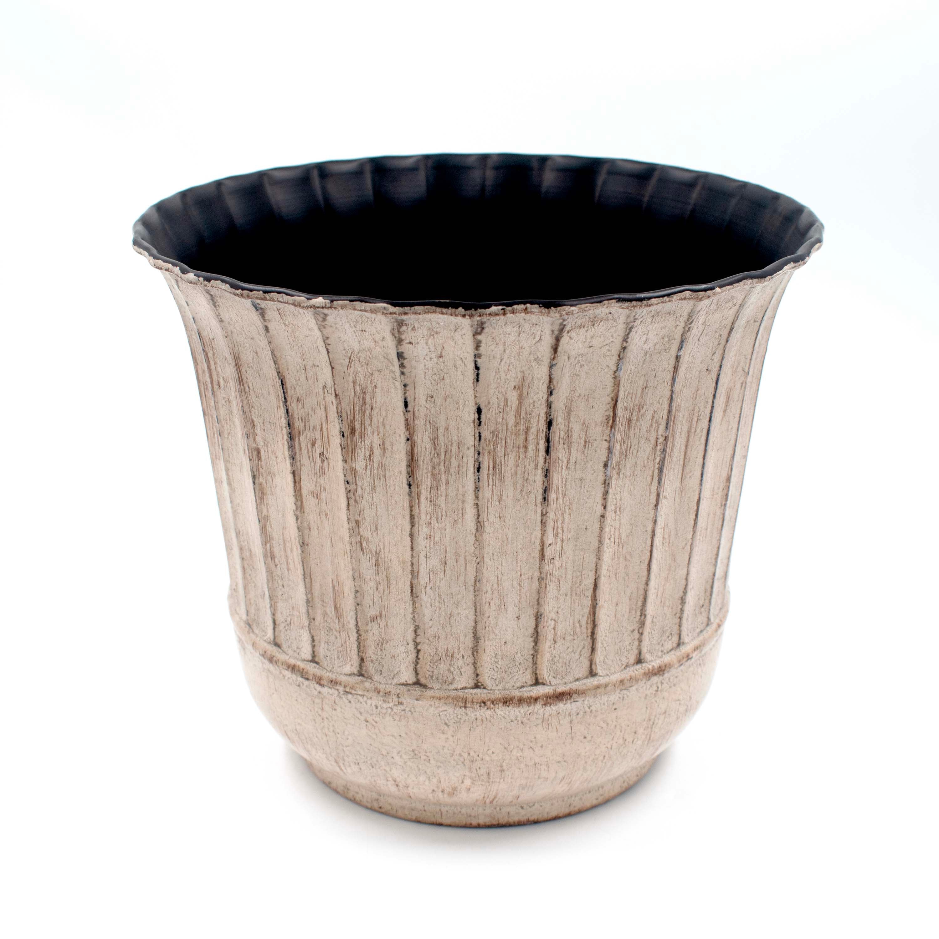 Ivory Black Planter Fluted